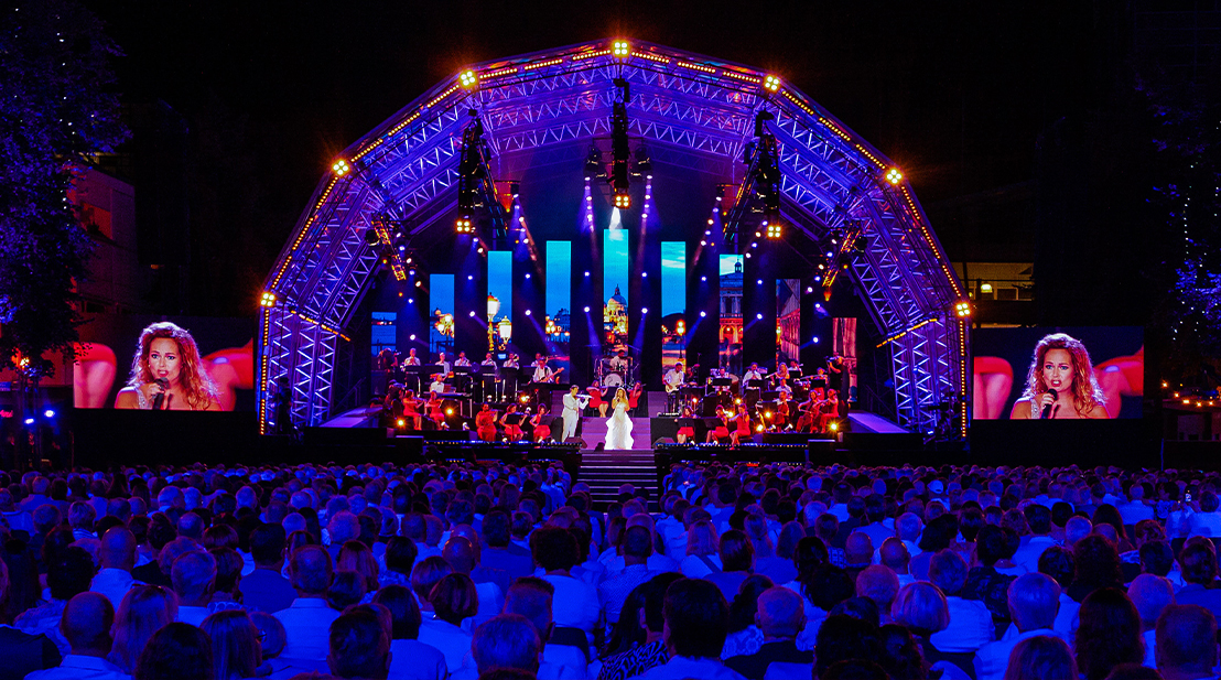 100+ ADJ Fixtures Shine At The Maestro & The European Pop Orchestra's Annual Open-Air Event On Kerkrade's Markt